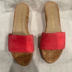 Stuart Weitzman size 7 pink suede Wedge
